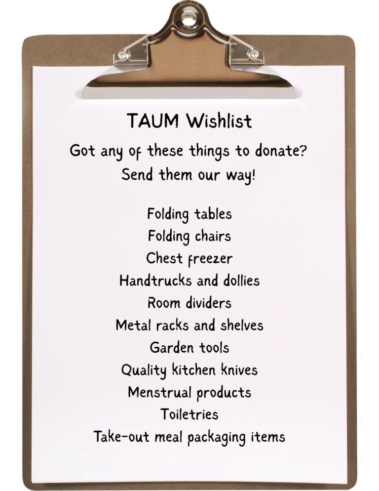 Flyer for The TAUM wishlist
